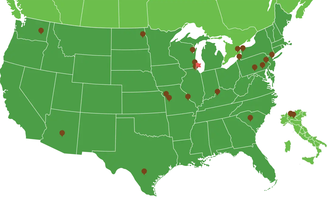 Map of Winland Foods Locations